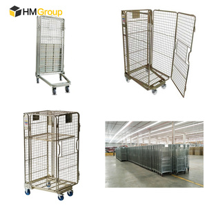 Equipo de logística de acero Carro de jaula rodante de malla metálica galvanizada encajable para supermercados - Product Image 2