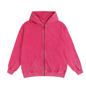 Cardigan à capuche zippé délavé style vintage, nouvelle collection automne-hiver 2022, tendance, pour homme - Product Image 1