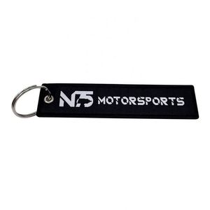 Factory Wholesale <b>Custom</b> Logo Woven Jet Tags Letter Charms <b>Keychain</b> - Product Image 5