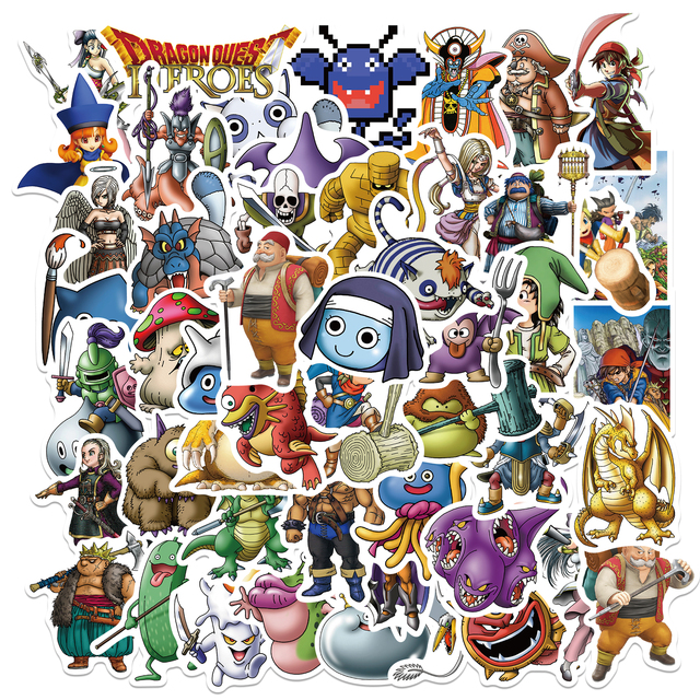 50Pcs ZY3219C DIY Dragon Quest Kids' Cartoons Scrapbook Vinyl Stickers Waterproof Cup Luggage Decorative Graffiti More for DIY