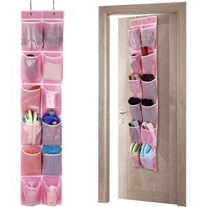 Over The Door 12 Pocket Hanging <b>Shoe</b> Organizer Pink Hook Type <b>Storage</b> For <b>Shoes</b> And Clothes - Product Image 1