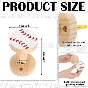 Gancho de Madera para Cortina, Diseño de Béisbol Redondo, 0.79 Pulgadas, Fácil Instalación, Estilo Rústico - Product Image 4