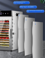 Máquina de Secado Multifuncional Eléctrica de Acero Inoxidable de 12 Capas para Frutas, Carne, Brotos de Bambú - Pequeña Máquina Doméstica para Snacks de Mascotas