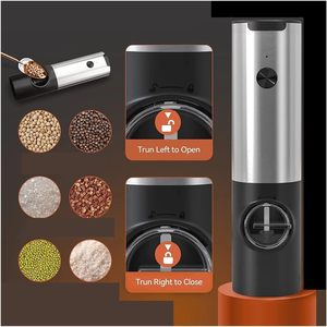 Hot Selling Ceramic Electric Pepper <b>Grinders</b> Automatic Rechargeable Salt and Pepper Mill Set with Rechargeable Base - Product Image 5