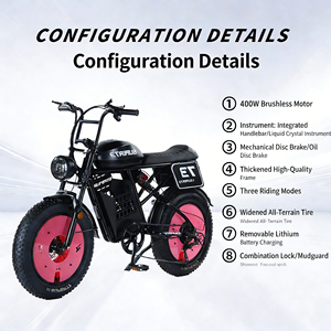 Vélo de montagne électrique 20 pouces 500W tout-terrain 48V 15Ah Lithium 7 vitesses Dérailleur Pneus larges Suspension avant E VTT pour adultes - Product Image 4