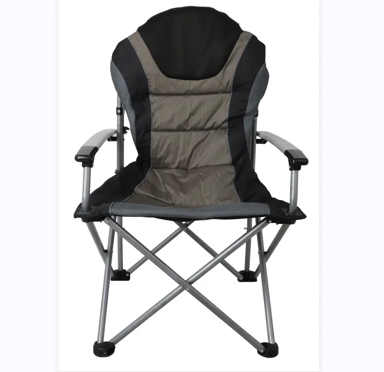Cadeira de acampamento com apoio de braço duro acolchoado, cadeira de gramado com suporte de copo, cadeira portátil ao ar livre em tecido dobrável grande e resistente