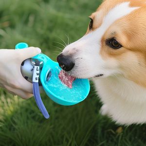 Bouteille d'eau portable pliable pour chien en acier inoxydable 304, gourde de voyage pour animaux de compagnie avec crochet et conception anti-reflux - Product Image 2