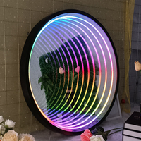 Enseigne publicitaire LED RGB circulaire personnalisable, effet néon, fabriquée en usine, avec miroir Abyss et miroir à mille couches, pour la maison et les entreprises
