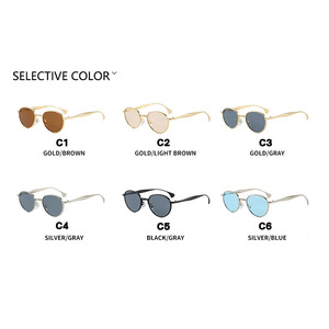 Petites lunettes de soleil rondes en métal à monture complète UV400, nouveau style européen et américain 2025, style Instagram, tendance et à la mode, unisexe - Product Image 5