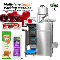 Automatische multi-lane verpakkingsmachine voor zakjes, geschikt voor puree, frambozenjam en fruitpulp.