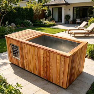 Baignoire froide en cèdre rouge 304SS avec structure en acier inoxydable, écologique, sur mesure, pour usage extérieur, salle de bain, hôtel, <span class=keywords><strong>spa</strong></span>, avec refroidisseur - Product Image 1
