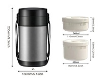 Boîte à lunch sous vide en acier inoxydable de 2500ml avec évent pour le stockage des aliments sans Bpa
