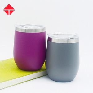 Mug isotherme 12 oz en acier inoxydable à double paroi, forme œuf, avec couvercle, pour café et eau - Product Image 3