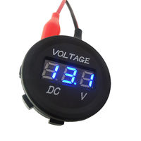 Jauge de tension de voiture DC 12V affichage LED voltmètre étanche voltmètre à panneau rond numérique Compatible avec véhicule