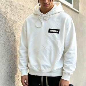 Felpa con Cappuccio Oversize da <span class=keywords><strong>Uomo</strong></span> di Alta Qualità per Autunno e Inverno, Logo sul Petto, Tasca Geometrica sul Retro, Pullover Casual - Product Image 2