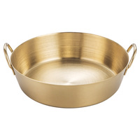 Plat coréen épais en acier inoxydable doré pour snacks, sauces, condiments, kimchi et plats froids, usage commercial