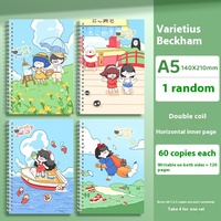 Cuaderno A5 Con Espiral De Dibujos Animados Lindos, Diario De Tapa Blanda Impresa Con Líneas Horizontales, Encuadernación Cosida Para Estudiantes De Primaria