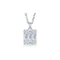 NOVA S925 Collier chaîne croix en argent sterling pour femme, plaqué rhodium, luxe léger, mode élégante, moissanite taille émeraude carrée
