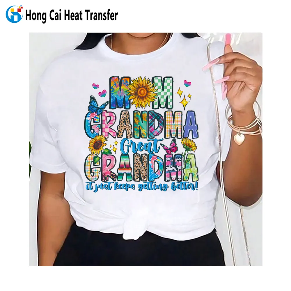 Hongcai, venta al por mayor, camisetas personalizadas de algodón con estampado, camisetas para mujer, camisetas casuales personalizadas para niñas