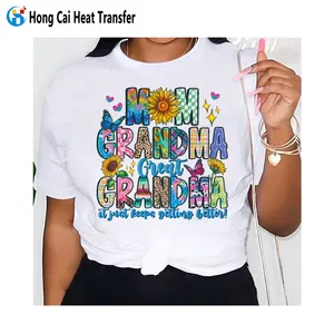 Camisetas femininas com estampa de algodão personalizadas por atacado Hongcai, camisetas casuais personalizadas para meninas