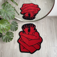 Tapis de sol en forme de cœur rouge tufté fait main, épais et moelleux, découpé sur mesure, pour décoration de chambre à coucher, vente en gros directe usine