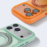 Coques de téléphone portable transparentes en PC pour la série 17 avec support d'engrenage, compatibles avec les modèles 15 Plus et 17 Pro, conception pivotante