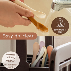 Sendok makan bayi, peralatan bayi silikon gratis BPA Set 2 ukuran sendok makan tahap pertama peralatan bayi dapat ditekuk Led sendok menyapih - Product Image 3