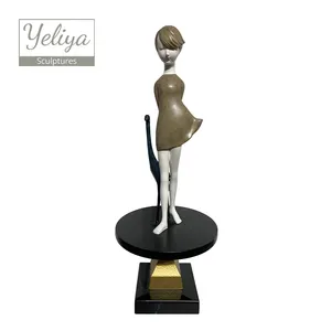 Manequim de ouro champanhe para decoração de meninas, suporte de escultura em resina para manequim feminino