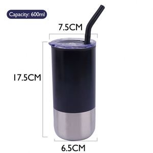 Double-walled Stainless Steel <b>Thermos</b> with a clear Plastic Lid and a Stainless Steel and Silicone Straw - Product Image 4