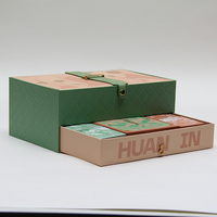 Emballage en papier de luxe avec logo personnalisé, boîte cadeau en carton à fermeture magnétique et tiroir à double couche avec poignée