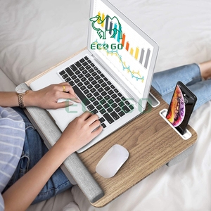 Soporte estable de escritorio de bambú natural para computadora portátil con almohadilla de muñeca incorporada para tableta portátil y computadora portátil de hasta 17 pulgadas - Product Image 3