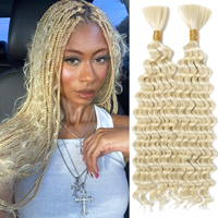 Cheveux humains vierges en vrac, ondulés profonds, naturellement bouclés pour tresses, pour coiffures bohèmes et Goddess Locs, vente en gros