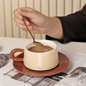 Vintage High-end Coffee <b>Cup</b> Set with Creative Exquisite Ceramic <b>Cups</b> and Plates, High Aesthetic Latte <b>Cups</b>, Afternoon Tea <b>Cups</b> - Product Image 4