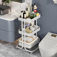 Chariot utilitaire en métal multifonctionnel avec paniers en filet pour la cuisine, le salon, le bureau, le garage