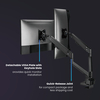 LDT62-C024 bras de moniteur double profil mince ressort à gaz support de moniteur de bureau réglable Compatible VESA