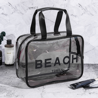 Sac cosmétique transparent portable résistant à l'eau de couleur vive avec fermeture éclair, grande capacité, logo personnalisé, pochette en PVC pour les voyages