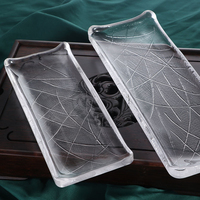 Longue assiette en verre transparente créative Assiette rectangulaire de cuisine japonaise Assiette à poisson ménagère Vaisselle à sushi plate Plateau en verre
