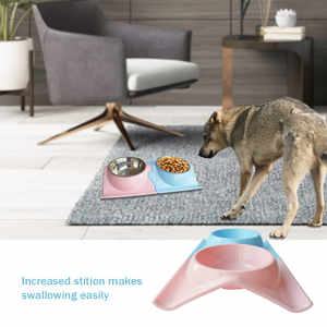 Bol double personnalisable pour chats chiens Pot de nourriture pour chat rose et bleu Fournitures pour animaux de compagnie - Product Image 6