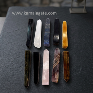 Tour de cristal d'agate mousse naturelle, pierre précieuse polie faite à la main en forme de crayon, pierre de guérison Feng Shui, artisanat semi-précieux pour la maison - Product Image 5