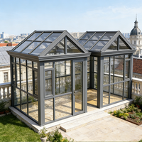 Véranda modulaire préfabriquée en verre pour extension de patio arrière, protection contre le vent et l'eau, espace de vie toutes saisons, extérieur résidentiel