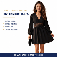 Robe mini sur mesure pour femme avec dentelle, couleur et dentelle personnalisables, taille et emballage sur mesure, OEM ODM, marque privée