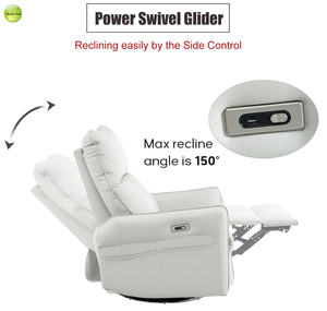 Contemporain 360 °   <span class=keywords><strong>Fauteuil</strong></span> inclinable pivotant avec fonction de balancement et port USB pour salon, appartement, bureau, chambre - Product Image 5