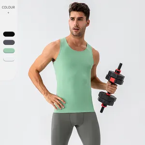GYM Shirt Custom Logo 80% Nylon 20% Spandex 160GSM Baselayer Compression Clothing Workout Sports Gym Tank Tops Singlet Clothing