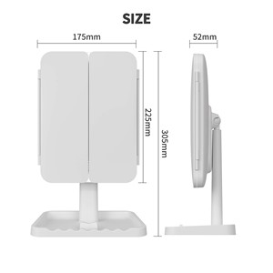 Nhà máy cung cấp Dimmable có thể điều chỉnh thắp sáng LED gấp trifold <span class=keywords><strong>Magnifying</strong></span> trang điểm gương Tabletop <span class=keywords><strong>Vanity</strong></span> gương với ánh sáng - Product Image 5