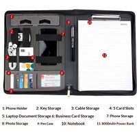 Porte-documents de luxe personnalisé A4 en cuir PU avec batterie externe et chargement USB, multifonctionnel pour bureau et organisation de documents