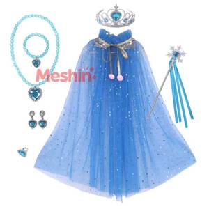 Cape de haute qualité pour enfants MS, pour Halloween, carnaval, fête, cosplay, cape en tulle, princesse Elsa, avec accessoires - Product Image 1