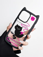 Étui de téléphone portable transparent antichoc TPU + PC en forme d'oreille de chat mignon pour iPhone 16/15 Pro Max/14/12 filles cadeau