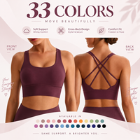Nouveau soutien-gorge de sport GM en gros, personnalisé, rembourré à l'avant, sexy, dos croisé, maintien élevé, extensible dans les quatre sens, respirant, pour yoga, pilates et entraînement