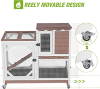 Cage à lapins à 2 étages avec rampe anti-morsure et plateaux étanches, cage à lapins en bois de 39,3 pouces avec roulettes pour lapins, cochons d'Inde