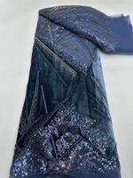 Tissu en dentelle de velours brodé de nouvelle conception NI.AI, tissu en dentelle perlée, tissu en dentelle à paillettes brillantes avec des perles